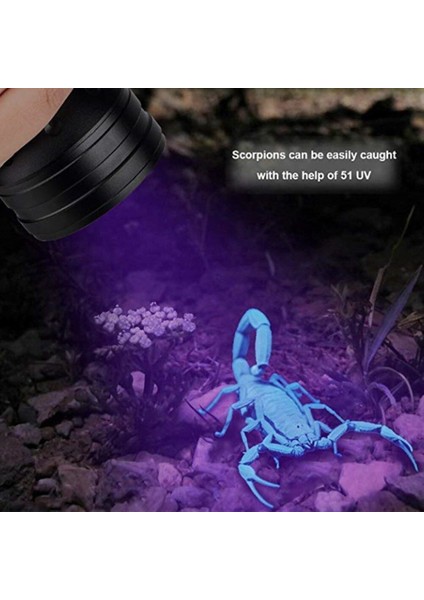 Uv LED Mor Işık Şarjlı Su Geçirmez El Feneri