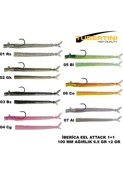 Iberica Eel Attack Set 100 mm 6.5 G + 2g 1+1 Set #04 Renk Kodu