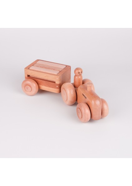 Ahşap Retro Traktör Naturel