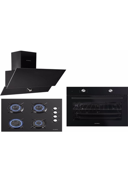 3'lü Ankastre Siyah Set (DA6-830 + KO-40TAHDF + B66-S2)