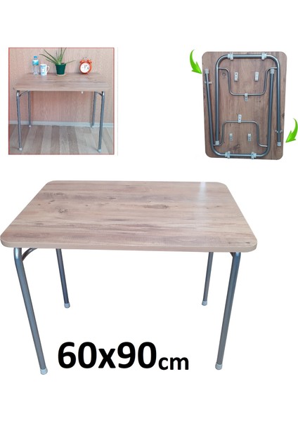 Pratik Katlanır Ayaklı Mutfak Yemek Masası Balkon Ders Çalışma Piknik 60x90cm