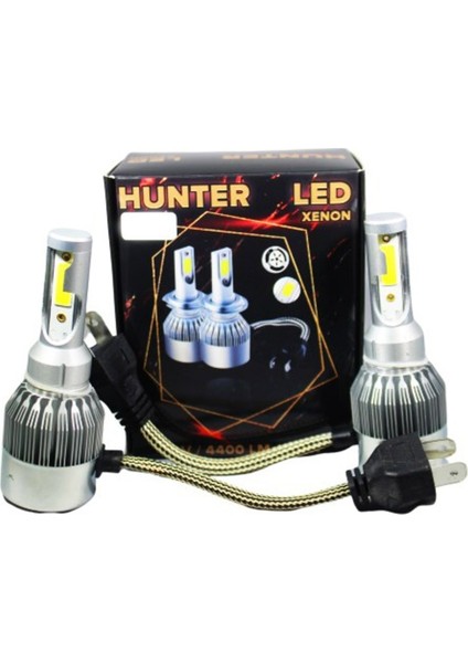 H4 LED Xenon Far Ampul Beyaz Şimşek Etkili 6000K 4400L - Hunter