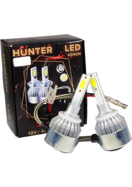 H4 LED Xenon Far Ampul Beyaz Şimşek Etkili 6000K 4400L - Hunter