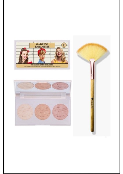 3'lü Aydınlatıcı Paleti - Highlighter B + Estella Highlighter Fırçası GBR01B