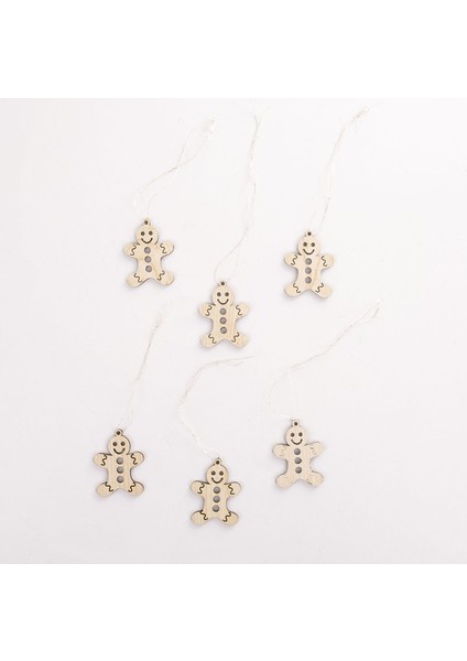 Ahşap boyanabilir Yılbaşı Ağaç Süsü Kurabiye Adam 6 Adet fiyatları