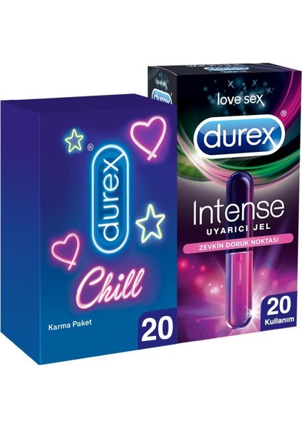 Chill Karma Paket Prezervatif 20’li+ Durex Intense Uyarıcı Jel, 10 ml
