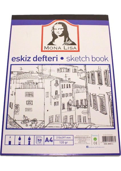 Mona Lisa 3 Adet A4 Eskiz Defteri Seçenekli 50 Yaprak 120gr Sketch Book