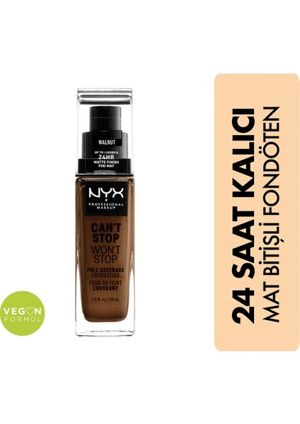 Nyx Can't Stop Won't Stop Full Coverage Foundation Walnut