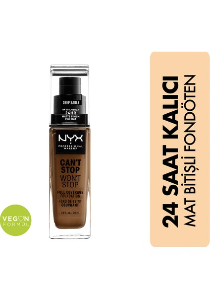 Nyx Can't Stop Won't Stop Full Coverage Foundation Deep Sable