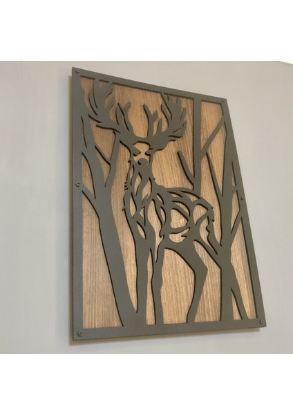 Dekoratif Ahşap Tablo Geyik ÇERÇEVELİ(50X35CM)