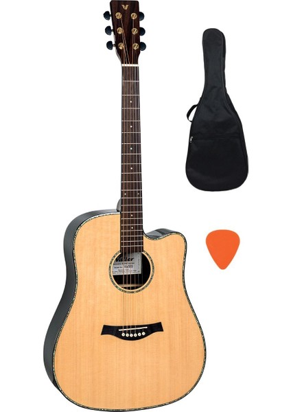 VA555 Solid Top Cutaway Akustik Gitar Parlak Cilalı