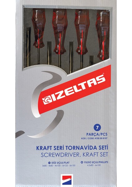 Izeltaş Kraft Seri Tornavida Seti (7 Parça)