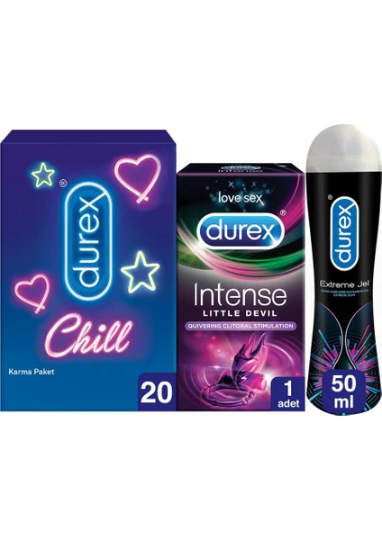 Chill Karma Prezervatif 20’li + Durex Little Devil Titreşimli Halka + Durex Extreme Jel 50 ml