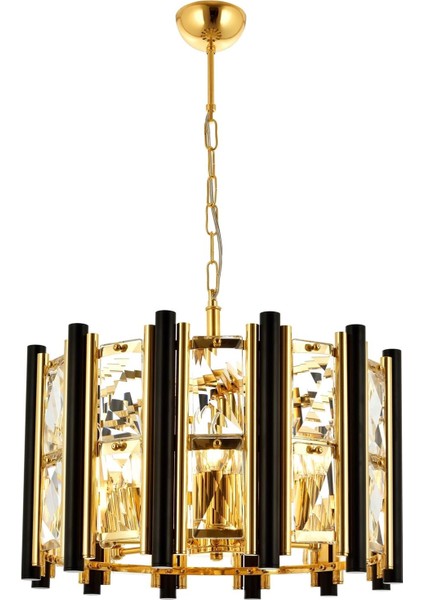 AV-60099-S50 Sarı Kaplama Modern Avize E14 Metal Kristal 50cm