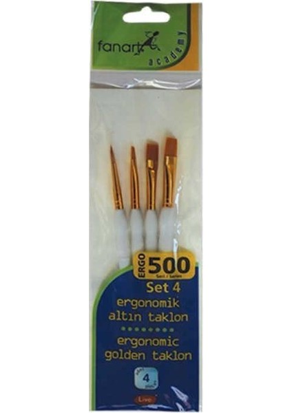 Academy Ergo 500 Fırça Seti Ergonomik Altın Taklon 4'lü Set ile Sanatsal Yaratıcılığınızı Geliştirin