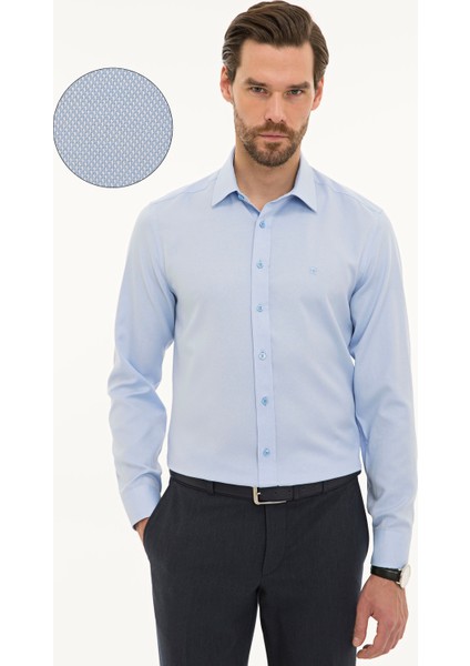 Erkek Koyu Mavi Slim Fit Uzun Kollu Gömlek 50229515-VR032