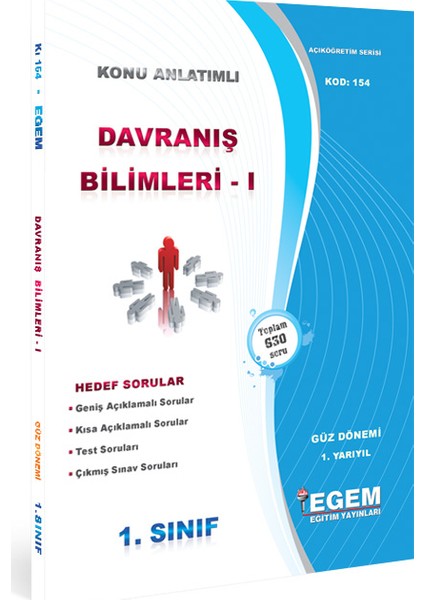 Egem Eğitim Yayınları Davranış Bilimleri-I Konu Anlatımlı Soru Bankası-Güz Dönemi (1.yarıyıl)