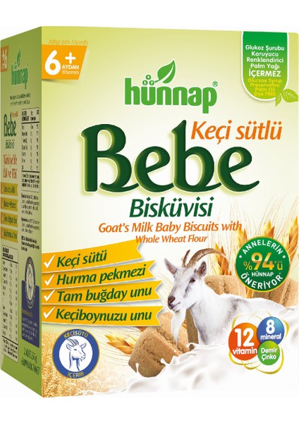 Hünnap 2 Adet 400 Gram Keçi Sütlü Bebe Bisküvisi