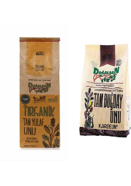 Organik Tam Yulaf Unu 1kg + Doğalsan Tam Buğday Unu(Kardeun) 1kg