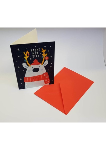 - Happy New Year - Kartpostal Tebrik Kartı ve Zarf