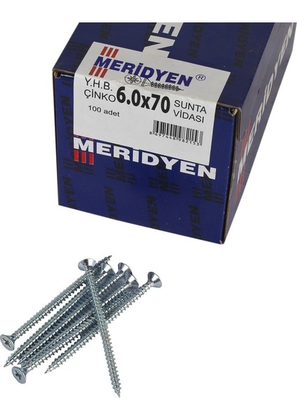 Meridyen Sunta Vidası 6 x 70 mm 100 Adet