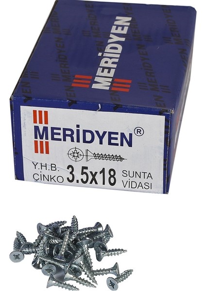 Meridyen Sunta Vidası 3.5 x 18 mm 1000 Adet