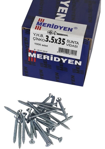 Meridyen Sunta Vidası 3.5 x 30 MM1000 Adet