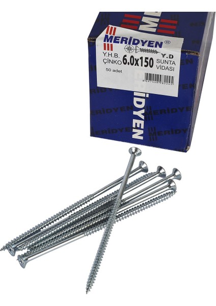 Meridyen Sunta Vidası 6 x 150 mm 50 Adet