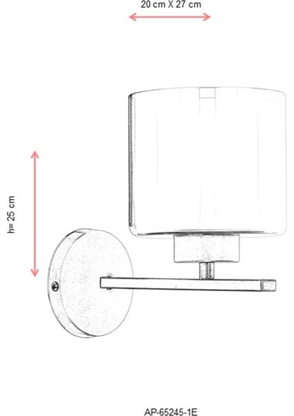 AP-65245-1E Eskitme Kaplama Aplik E27 Metal Cam 20x27cm