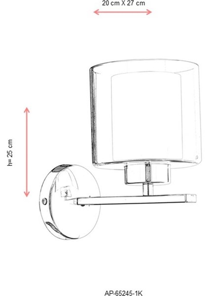 AVONNI AP-65245-1K Krom Kaplama Aplik E27 Metal Cam 20x27cm