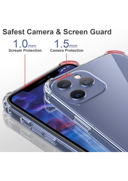 Apple iPhone 12 Pro Max Kılıf Şeffaf Airbag Antishock Köşe Korumalı Silikon Kapak