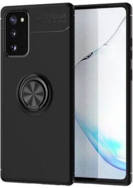 Samsung Galaxy S20 Kılıf Renkli Yüzüklü Manyetik Silikon Kapak Siyah - Siyah