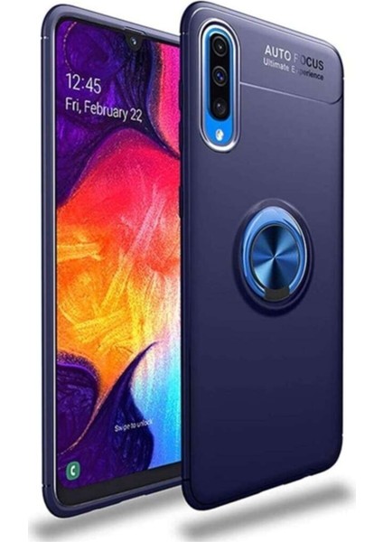 Huawei P20 Pro Kılıf Renkli Yüzüklü Manyetik Silikon Kapak Mavi - Mavi