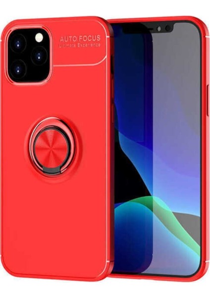 Apple iPhone 12 Pro Max Kılıf Renkli Yüzüklü Manyetik Silikon Kapak Kırmızı - Kırmızı
