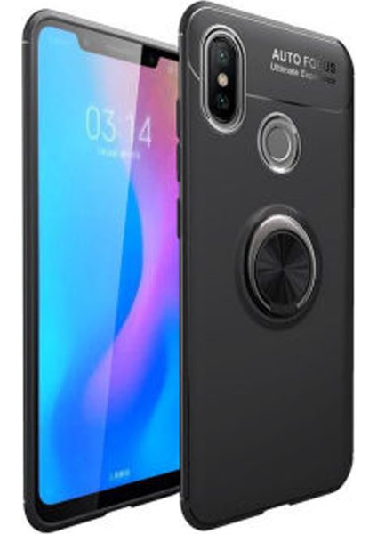 Xiaomi Mi 6x Kılıf Renkli Yüzüklü Manyetik Silikon Kapak Siyah - Siyah