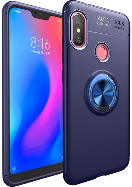 Xiaomi Mi 8 Se Kılıf Renkli Yüzüklü Manyetik Silikon Kapak Mavi - Mavi