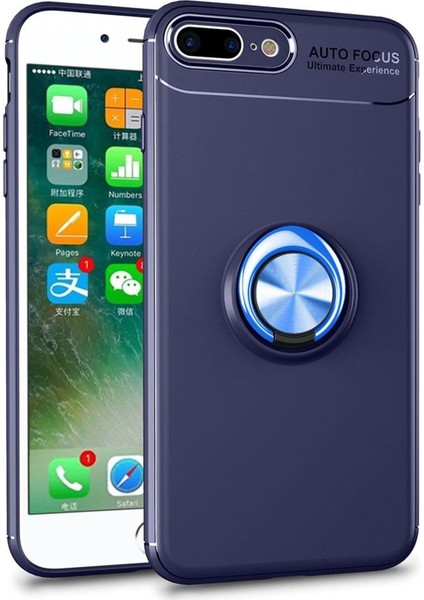 Apple iPhone 6 Plus Kılıf Renkli Yüzüklü Manyetik Silikon Kapak Mavi - Mavi