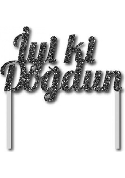 Pasta Süsü Evadan Simli Iyiki Doğdun Siyah P1