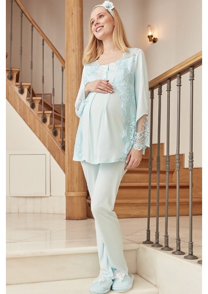5015 Turkuaz Lohusa Pijama Takımı