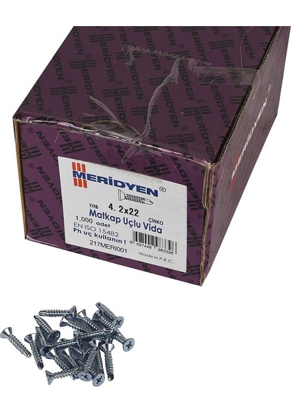 4.2 x 22 mm Meridyen Yhb Matkap Uçlu Vida 1000 Adet