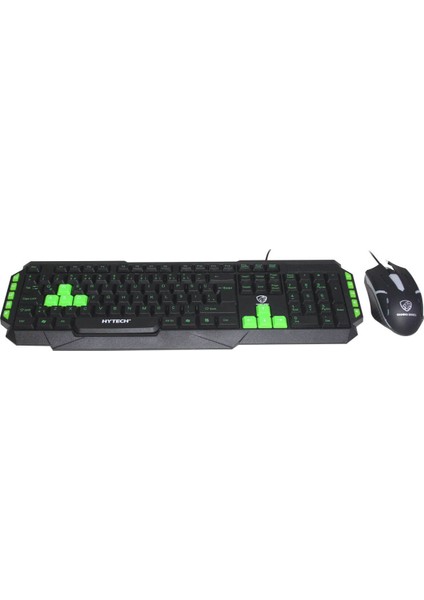 Hyk-46 Gamy Combo USB Q Oyuncu Klavye + Mouse Seti Siyah-Yeşil