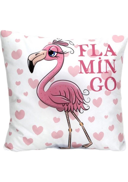 Flamingo Tasarımlı Büyük Boy Yastık Kırlent