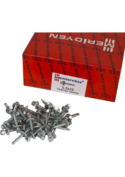 5.5 x 25 mm Meridyen Matkap Uçlu Trapez Çatı Vidası 500 Adet