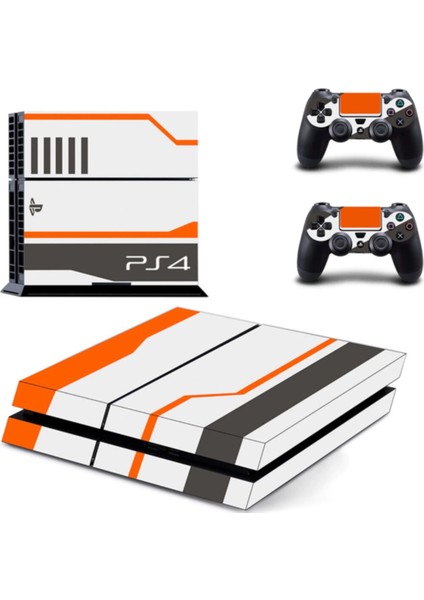 Kt Decoration Playstation 4 Fat Turuncu-Beyaz Sticker Kaplama Seti