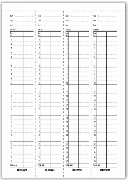 Metraj Fişi Çeki Listesi A5 2 Nüsha Otokopili Tekstiller Için 14,5 x 21 cm Tekli