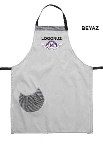 Nakışlı Boyundan Askılı Mutfak Iş Önlüğü Barista Master Chef Garson Kuaför Tattoo Önlük - Beyaz fiyatları