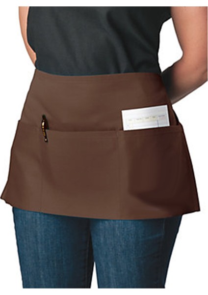 Nakışlı Belden Mutfak Iş Önlüğü Barista Master Chef Garson Kuaför Tattoo Önlük - Kahverengi