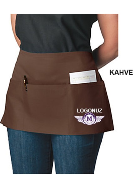 Nakışlı Belden Mutfak Iş Önlüğü Barista Master Chef Garson Kuaför Tattoo Önlük - Kahverengi fiyatları