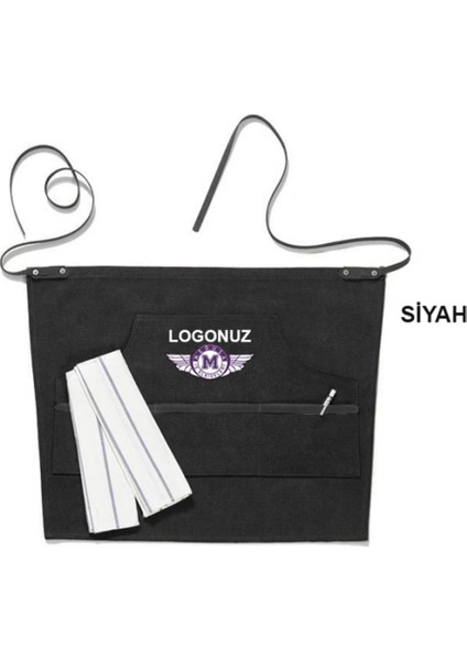 Nakışlı Belden Mutfak Iş Önlüğü Barista Master Chef Garson Kuaför Tattoo Önlük - Siyah fiyatları