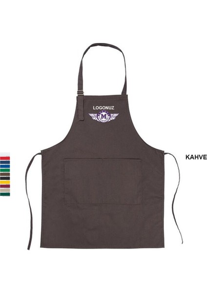 Nakışlı Boyundan Askılı Mutfak Iş Önlüğü Barista Master Chef Garson Kuaför Tattoo Önlük - Kahverengi fiyatları